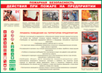 Таблица "Действия при пожаре на предприятии" (100х140 сантиметров, винил) - fgospostavki.ru - Мурманск