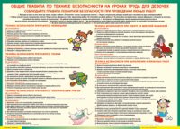 Таблица "Правила безопасности на уроках труда для девочек" (100х140 сантиметров, винил) - fgospostavki.ru - Мурманск