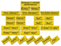 Набор магнитных карточек "Вопросы к членам предложения" (фон жёлтый) - fgospostavki.ru - Мурманск