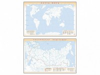 Фрагмент (демонстрационный) маркерный (двухсторонний) "Карта мира и Российской Федерации" (немая) с комплектом тематических магнитов - fgospostavki.ru - Мурманск