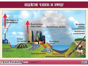 Таблица демонстрационная "Воздействие человека на природу" (винил 70*100) - fgospostavki.ru - Мурманск