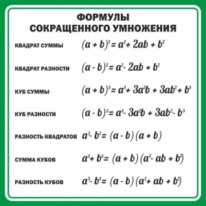 Стенд "Формулы сокращенного умножения" Вариант 2 - fgospostavki.ru - Мурманск