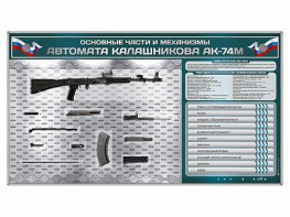 Электрифицированный стенд "Основные части и механизмы автомата Калашникова АК-74М" с полноразмерными, оригинальными макетами деталей и механизмов под стеклом - fgospostavki.ru - Мурманск
