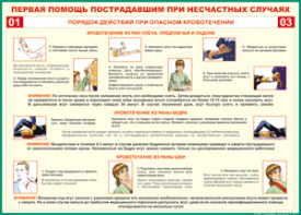 Таблица "Порядок действий при опасном кровотечении" (100х140 сантиметров, винил) - fgospostavki.ru - Мурманск